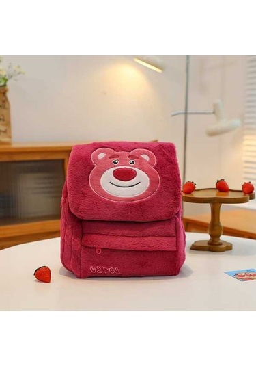 Maoyaya Karikatür Desenli Hafif Peluş Sırt Çantası İle Kırmızı Kirmizi