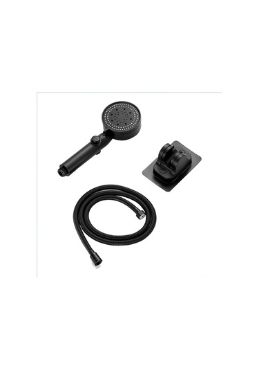 Shineyee Siyah 5 Modlu Baskı Artırıcı Duş Başlığı - Yüksek Kaliteli Abs + Silikon, Kolay Kurulum, Evrensel Uyumlu G1/2 Siyah