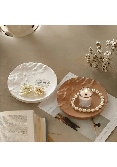 Odi Home 2 Adet Çok Amaçlı Dekoratif Kabartma Tabak Makyaj Takı Organizer 16 Cm 2 Parça