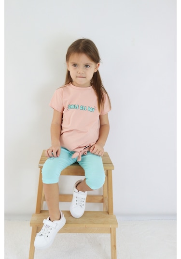 Kız Çocuk Kaprili Kısa Kollu Yazlık Basic Takım 2-5 Yaş 001