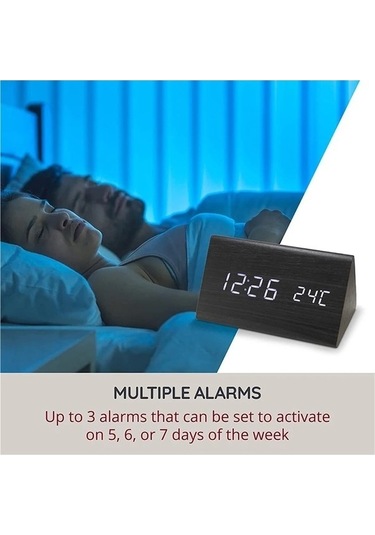 Trendooze Usb/aaa Sıcaklık Ses Saat Saat Led Kontrolü Dijital Cb Çalar Ahşap Eu