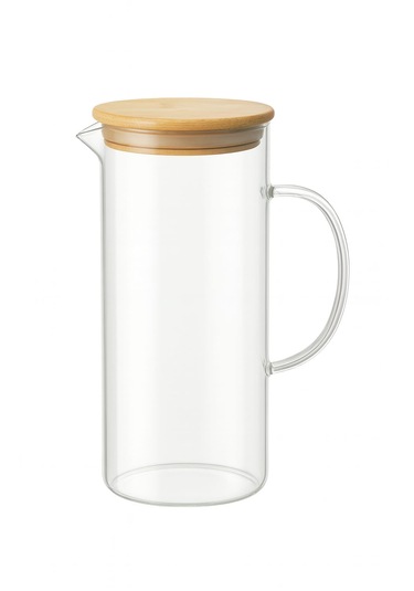 Dekorasyaa Borosilikat Cam Sürahi Bambu Kapaklı 1500ml