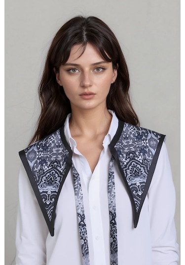 Walkenzo Bohem Stil Etnik Desenli Kadın Omuz Şalı Siyah