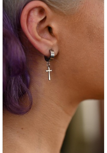 Tükkan Accessories 316l Cerrahi Çelik İğneli Haç Figür Çelik Küpe-çlkgfi19