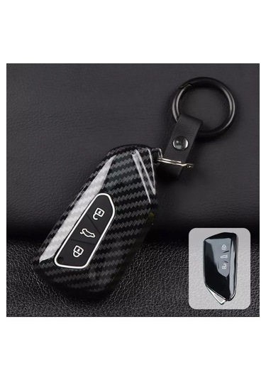 Volkswagen Golf 8 - Seat - Skoda Siyah Karbon Anahtar Kılıfı 'yeni Kasa'