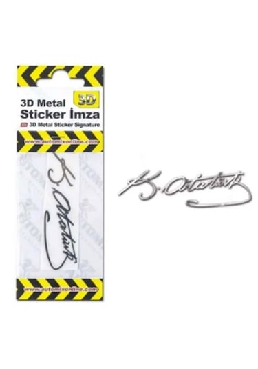 3d Metal Sticker Atatürk İmza 8x2 Cm