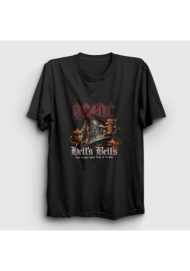 Presmono Unisex Hells Bells Demons Ac/dc T-shirt Siyah