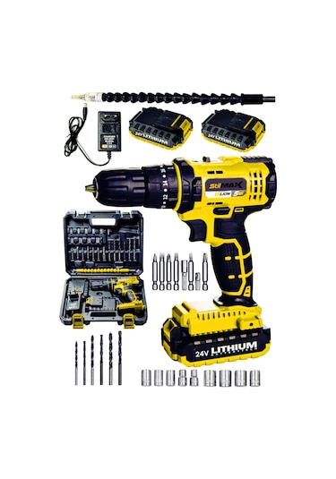 Stilmax STM1069 24V 5 Ah Li-ion Çift Akülü Darbeli Matkap Vidalama + 24 Parça Set