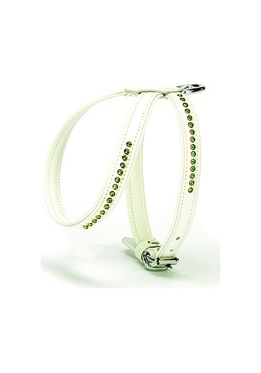 Doggie Flotter Zümrüt Taşlı Deri Köpek Göğüs Tasması 1.2 x 25-35