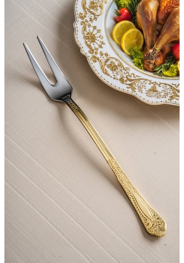 Acar Karat Star Gold Servis Çatalı - 30 Cm