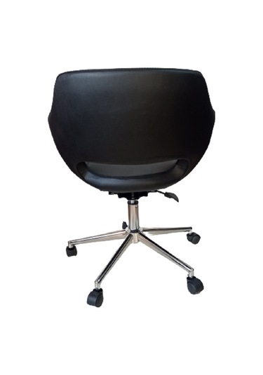 Büro Koltuğu çalışma Sandalyesi Siyah Renk Suni Deri Krom Yıldı