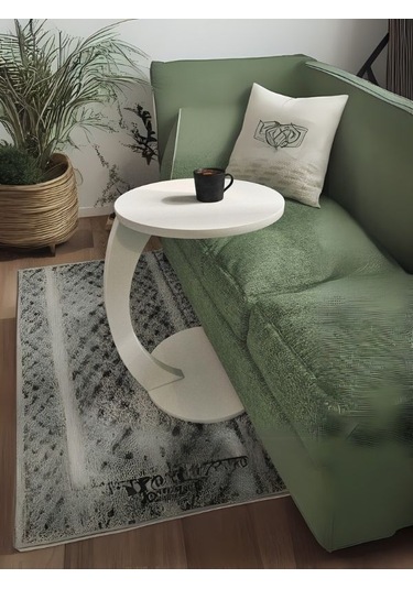 Lunora Kayın Ahşap C Yan Sehpa Beyaz