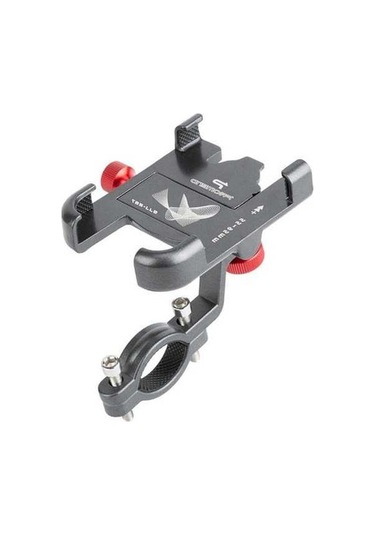 Ebitda Promend Sjj-297 Alüminyum Bisiklet Cep Telefonu Braketi, Titanyum Gümüş, Döndürme Ayarlanabilir, 360 Eksen, Geniş U Gümüş