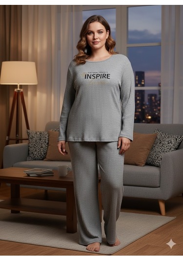 Kadın Gri İnspire Pijama Takımı Gri