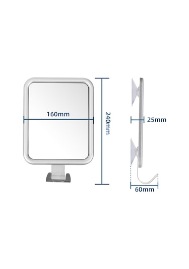 Hangfox Banyo Duş Anti-parmaklı Gözlük Ayna - Tıraş Ve Makyaj İçin, Sürekli Sünger İle Montaj, Deliksiz Ve Halka Tasarım, Gri-açık A1341900 Gümüş