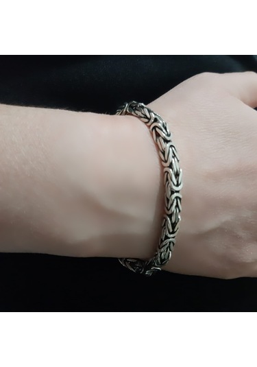 925 Ayar Gümüş Kare Kral Bileklik 5  Mm