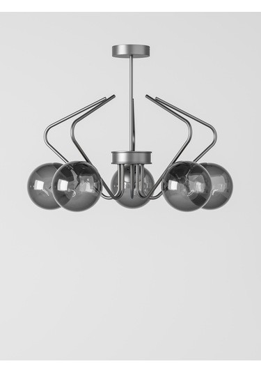 Lunor Siyah Kasa Bal Rengi Cam Küre Başlıklı Modern 5'li Avize