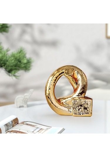 Homyl Düğüm Heykeli Dekor Tatil Hediye Masaüstü Altın