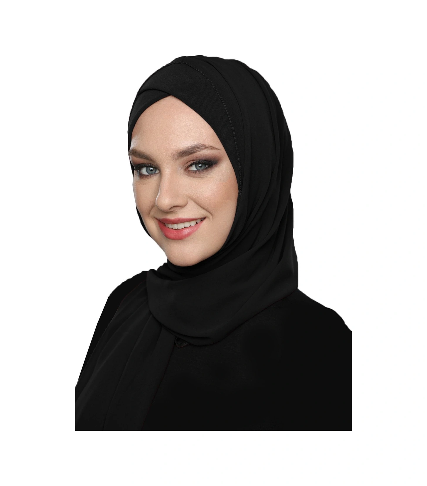 Şallı Takmatik Sade Siyah Hazır Türban Tesettür Bone Namaz Örtüsü Siyah