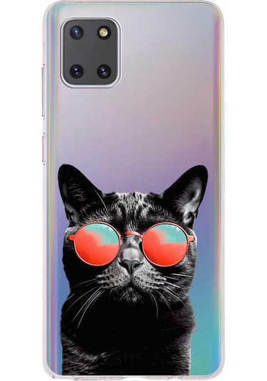 Samsung Galaxy Note 10 Lite İle Uyumlu Kedi 3 Kamera Korumalı Şeffaf Kılıf Şeffaf