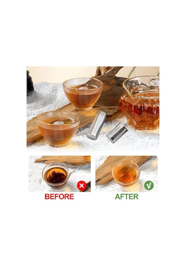 Geeksen Paslanmaz Çelik 4'lü Demlik Filtresi Seti - Büyük Boy Çay Süzmeye Uygun Gümüş