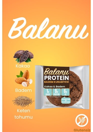 Balanu Proteinli Kakaolu Badem Kurabiyesi 60gr X3 Adet