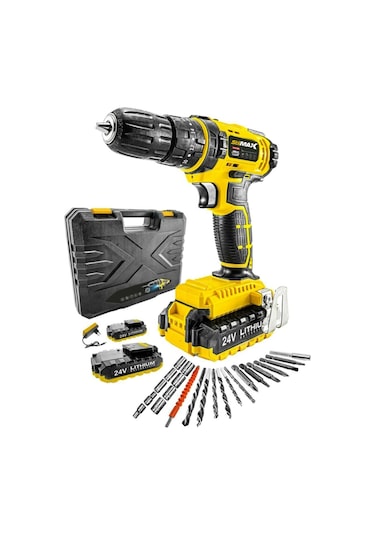 Stilmax STM1069 24V 5 Ah Li-ion Çift Akülü Darbeli Matkap Vidalama + 24 Parça Set