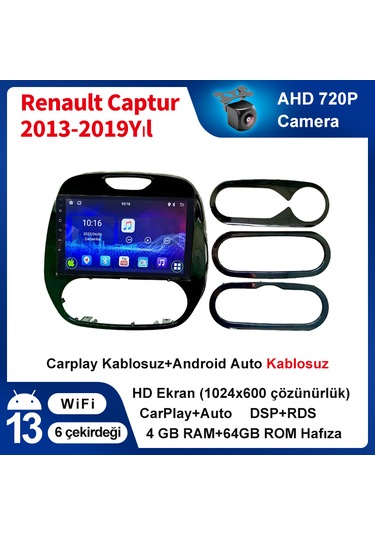 Renault Captur 2013-2019yıl 4gb Ram 64gb Multimedya Carplay