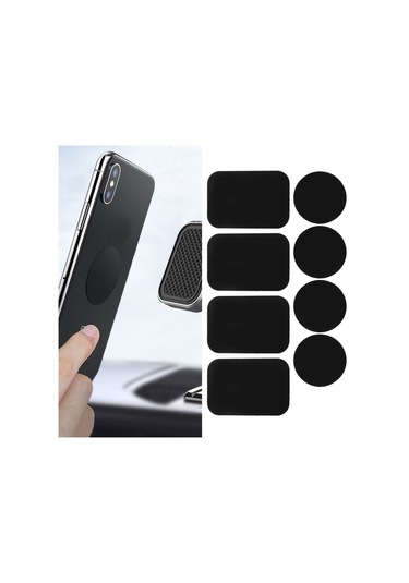 Ximistore9 8 Adet Çelik Metal Levha: Akıllı Telefon, Tablet Ve Gps İçin Manyetik Tutucu, Dürtüye Dayanıklı, Kolay Kurulum 4 Dikdörtgen + 4 Daire