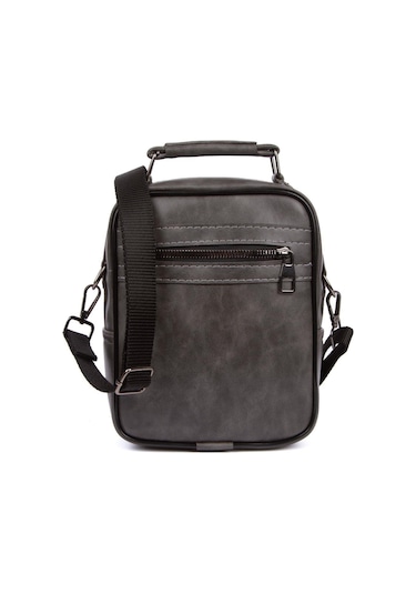 Tuldar Erkek Deri Kapaklı Çapraz Askılı Omuz Ve El Çantası 17x21cm Tul541 Gri