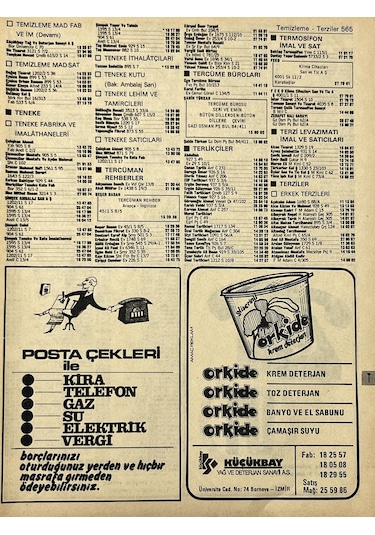 İzmir 1982-1983 Meslek Reklam İlanı Efemera S565