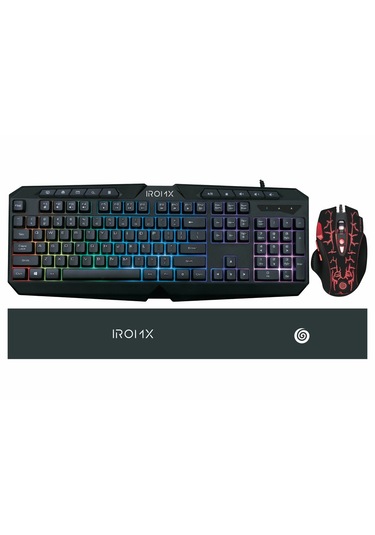 Iromx GMK44CC TR USB Kablolu Multimedya RGB Oyuncu Q Klavye Mouse Set