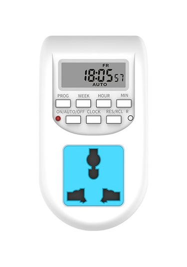 Al-06 Euro Standart Zamanlayıcı Kontrolcü, 24 Saat Sayısal Gösterge, 220-240v, 10a, 2 Lü, Pc+bakır, Akıllı Zaman Ayarı Soketi