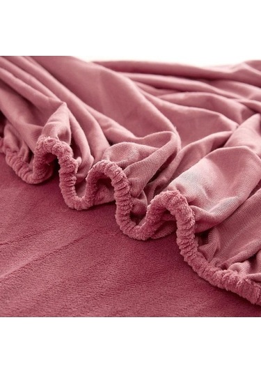 Novahub Kadife Kraliçe Yatak Örtüsü - Kış Çarşaf Koruyucu Kaymaz İkiz Yastık Kılıfı Seti - Mavi Kadife - El Ve Makine Yıkama Uygun Mavi