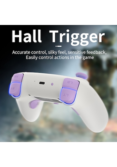 Gizala Kablosuz Oyun Kolu Gamepad Hall Effect Triggers Joystick Switch 2 / Pc/android/Apple Uyumlu iOS Beyaz