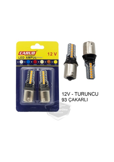 Carub Düz-çakarlı Park Stop Sinyal Ampulü Tek Duy 12 Led Fren Lambası 12v 93 Turuncu 00 Şüscaroto Aksesuar