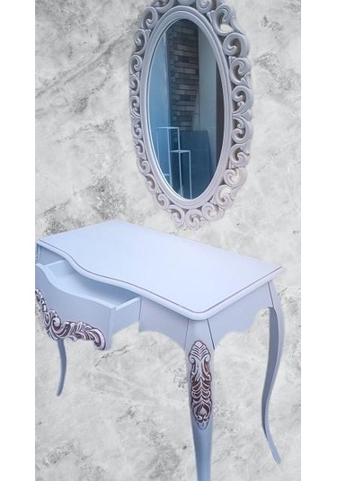 Dresuar Model 90522 Vintage Oymalı Bombe Kapak Kayın Lükens Ayak Beyaz El Yapım Beyaz