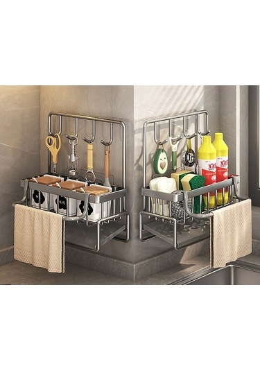 Dancemonkey Lichen Mutfak Duvara Monte Edilebilir Çok Fonksiyonlu Raf, Gri Lo Gri