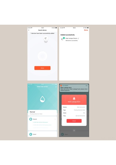 Jeemson Zigbee Su Tespit Cihazı, Tuya Uygulaması İle Uzak Ve Yerel Hatırlatma, Akıllı Cihazlarla Bağlantı, Pil Düşük Uyarısı Pil Dahil Değil