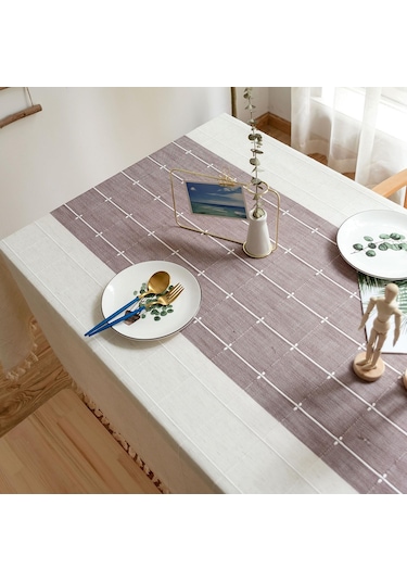 Ximistore9 Bohem Tarzı Mor Kare Mutfak Masa Örtüsü, Su Geçirmez Ve Kırışmaz, 55 X 55 İnç Mor