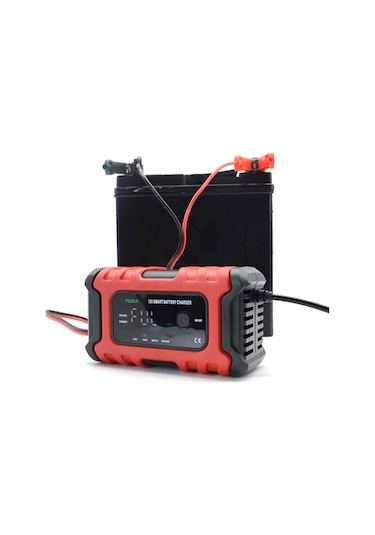 Foxsur 6a 12v Motosiklet / Araba Akıllı Akü Şarj Cihazı Kırmızı
