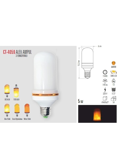 Cata CT-4059 5W Amber Alev Ampul