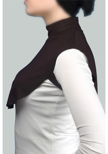 Altobeh Düz Balıkçı Yaka Boğazlı Penye Tesettür Kadın Yakalık Boyunluk - Koyu Kahverengi