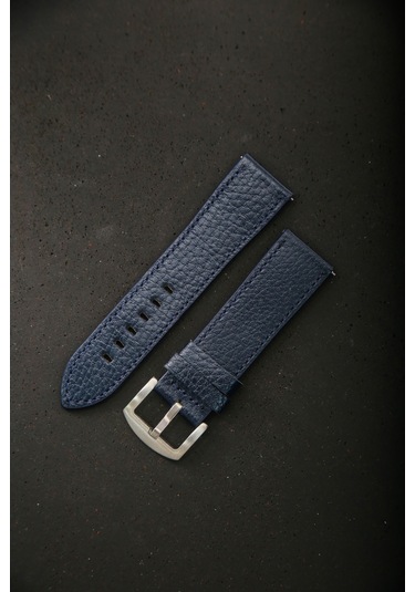 Hakiki Deri 24mm Akıllı Pimli Saat Kordonu Lacivert