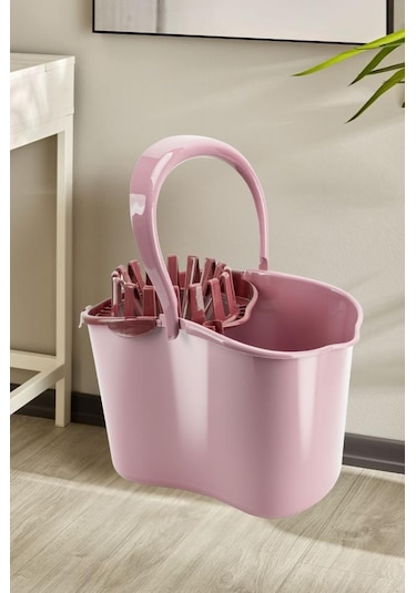 Sıkmalı Temizlik Kovası 15 Litre, Standart Sıkmalı Yer Zemin Temizlik Mop Kovası Pembe