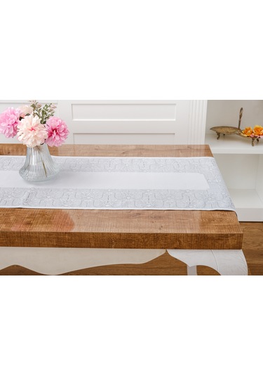 Finezza Ayda Jakar Polyester Kumaş Gri Runner 45x150 cm - 1417