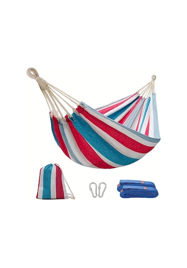 Tcherchı Mavi - Kırmızı Devrilme Önleyici Çift Dış Mekan Hamak