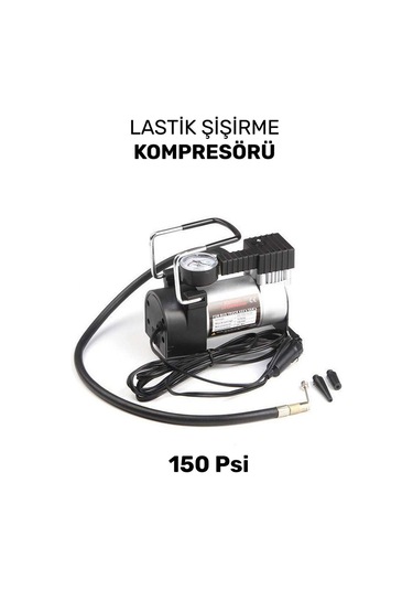 Araba Oto Araç Lastik Şişirme Pompası Metal Motorlu Kompresör 150 Psi Çakmaklık Girişli Kompresör