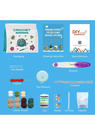 4 Adet / Set Asılı Sepetler Tığ İşi Başlangıç Kiti Adım Adım Video Eğitimleri İle Yeni Başlayanlar İçin