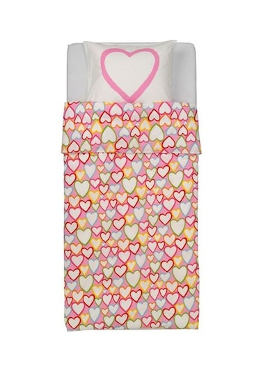 Tek Kişilik Çocuk Nevresim İkea Kalp Figürlü Renkli Tek Kişi -150